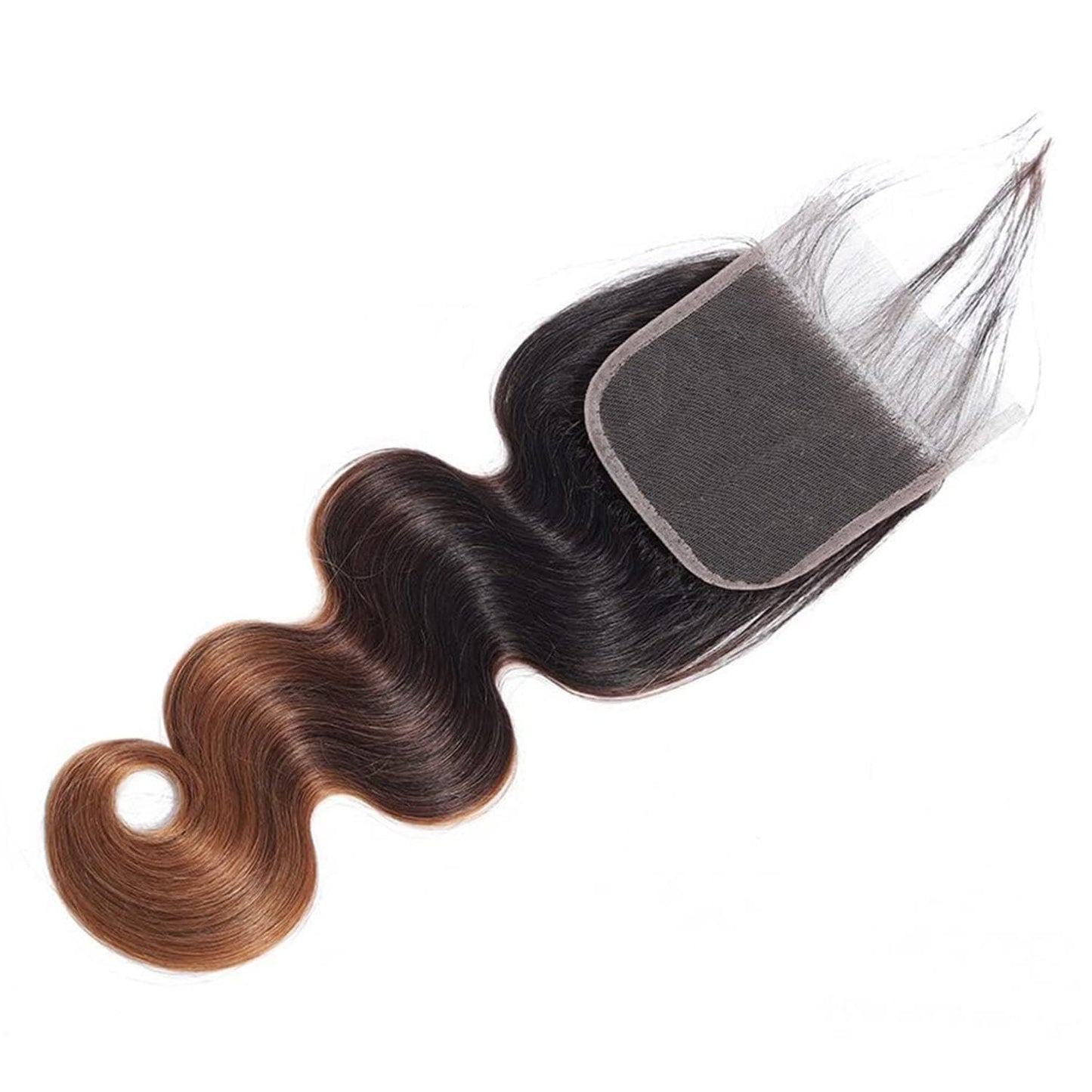Ombre Closure 4x4 Transparent Lace 1b/30 Closure Brazilian Virgin Hair Body Wave Long 18 Inch Honey Blonde Pre Plucked With Baby