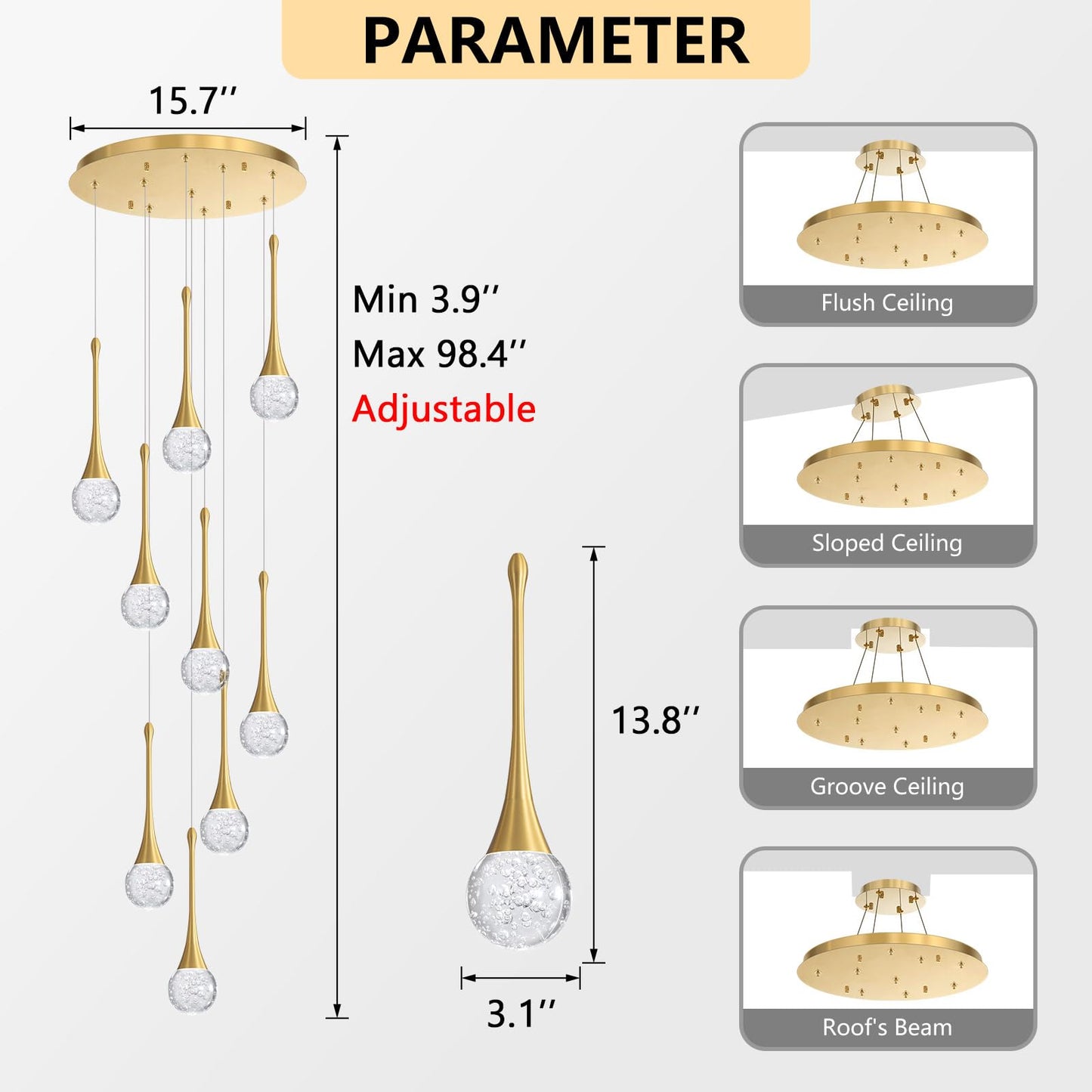 9 Light Modern Glam Crystal Chandelier For High Ceiling Led Dimmable Ceiling Pendant Light Staircase Foyer Enterway Living Room Chandelier Lighting Antique Gold