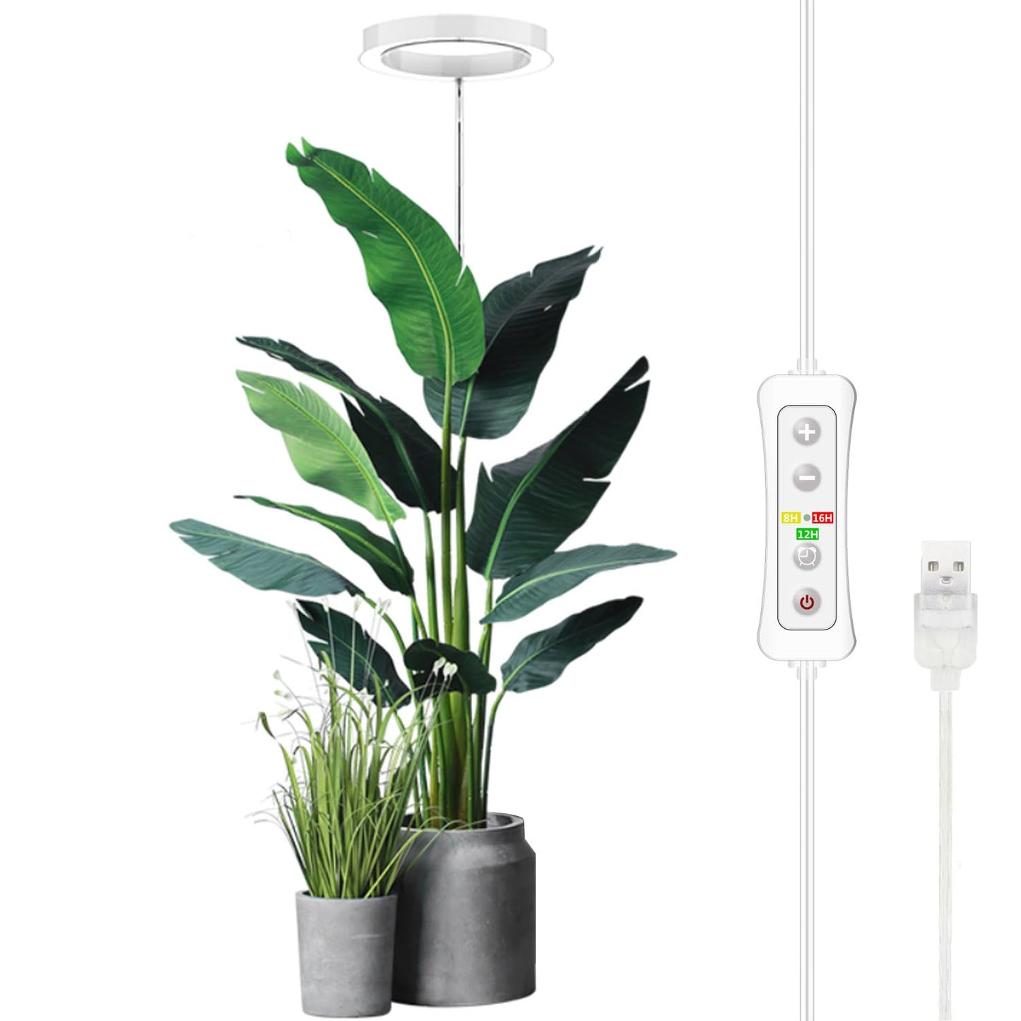yadoker Plant Grow Light, LED Full Spectrum, Height Adjustable, 1 Pack, Aluminum, Mix White, Model ZY-GL-03