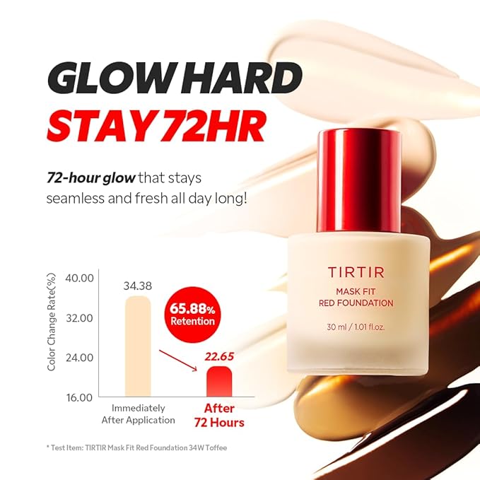 TIRTIR Mask Fit Red FoundationㅣLong Lasting Flawless Coverage, Energy Essence, Lightweight, Hydrating, Pore-Blurring, Breathable Satin Finish, Makeup, Radiant Skin, #11C Cool Rosy, 1.01 Fl Oz
