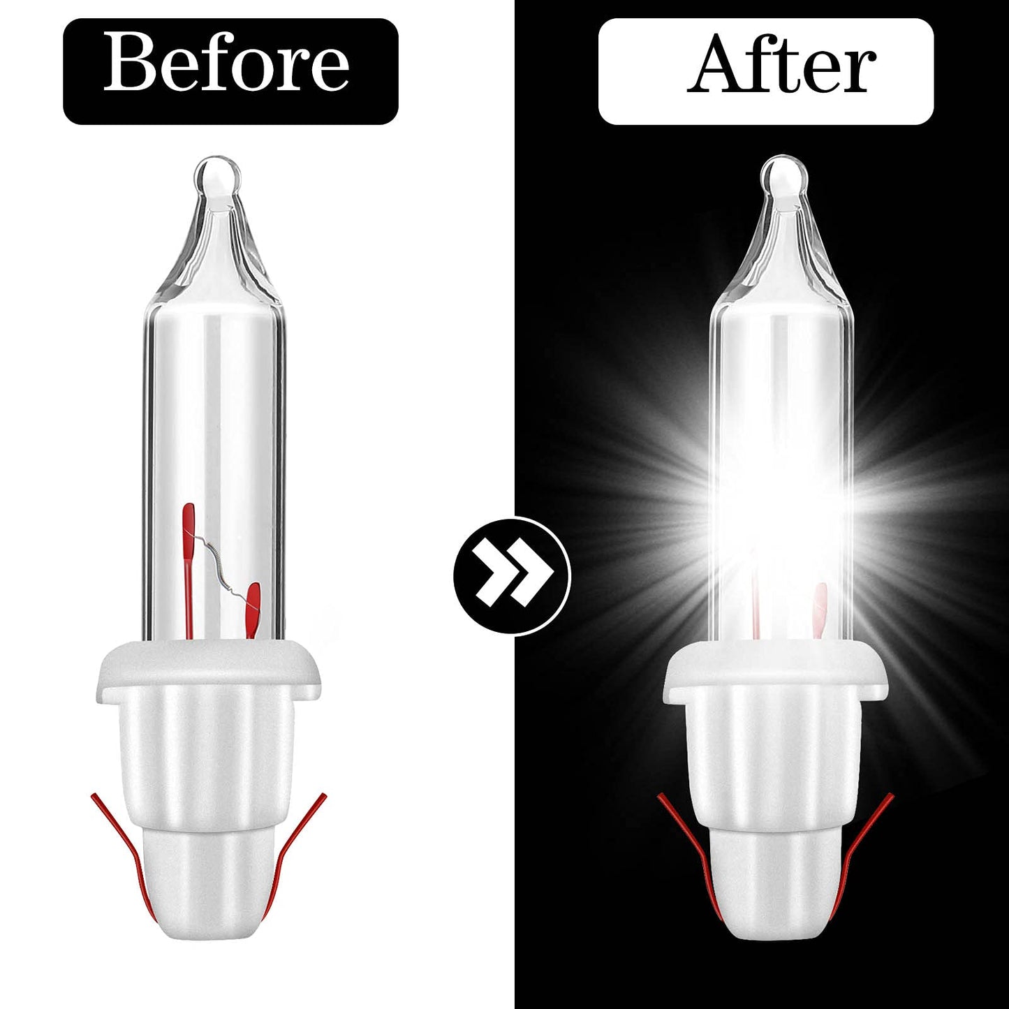 Mudder 100 Pieces 2.5V Replacement Christmas Tree Light Bulbs Mini Incandescent Wire String Lights Replacement Bulbs For Halloween  Xmas Tree Decoration  Holiday(White Base With Warm White Bulb)