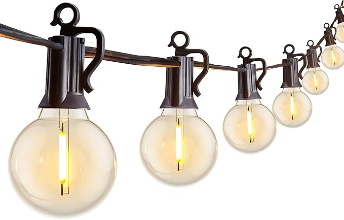 Brightown Outdoor String Lights 29 Feet G40 LED Patio Lights, Plug-in, 13 Plastic Edison Bulbs(1 Spare), Waterproof Connec...