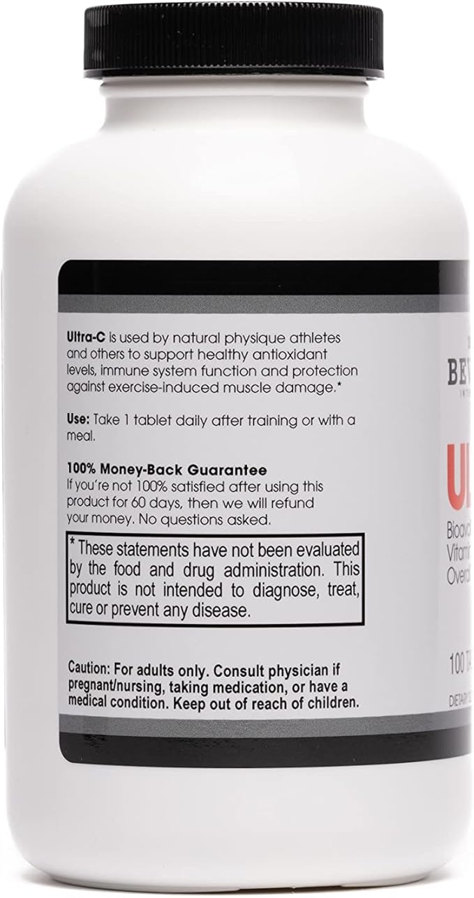 Beverly International Ultra-C, 100 Sustained-Release Vitamin C Tabs. Ideal for Overall Wellness and Recovery. Pharmaceutical Grade, Boost Your C