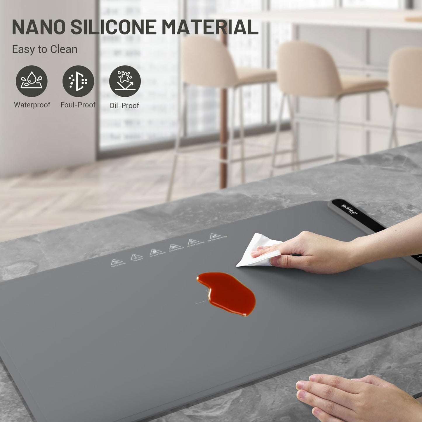 Food Warming Mat, Fast Heating Warming Mat for Food, Portable Electric Warming Tray for Parties Buffet with 4 Hours Timer Setting, Roll Up Food Warmer Mat