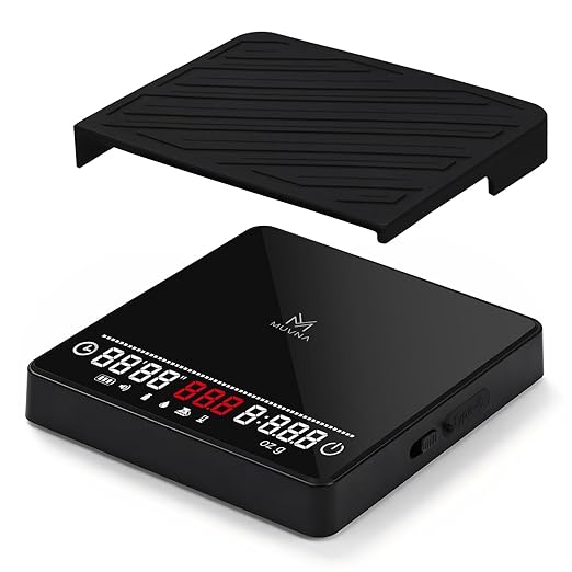 MUVNA Espresso Mini Coffee Scale with Timer & Flow Rate Indicator - 2kg/0.1g Precision Digital Scale with Waterproof Silic...