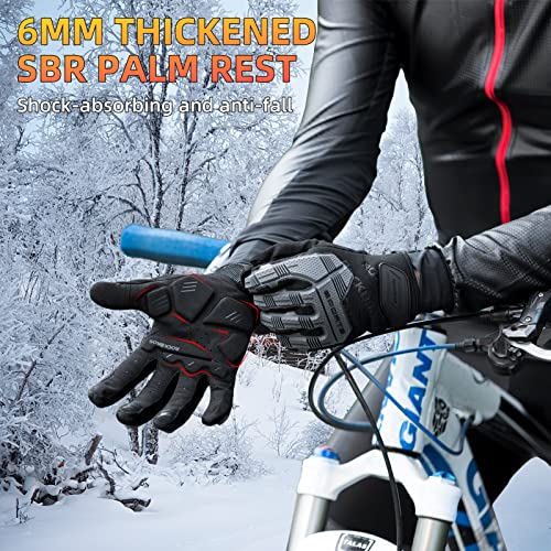 ROCKBROS Mountain Bike Gloves with Gel Pad Touch Screen Knuckle Protection for BMX MX ATV MTB Racing Black