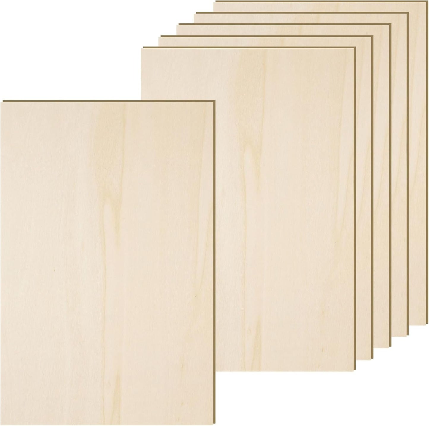 6 Pack 10.7 x 7 x 1/4 Inch-6mm Thick Basswood Sheets for Crafts Unfinished Plywood Sheets Rectangular Wood Panel Boards for DIY Laser Project, Wood Burning, Engraving, Architectural Models, Staining
