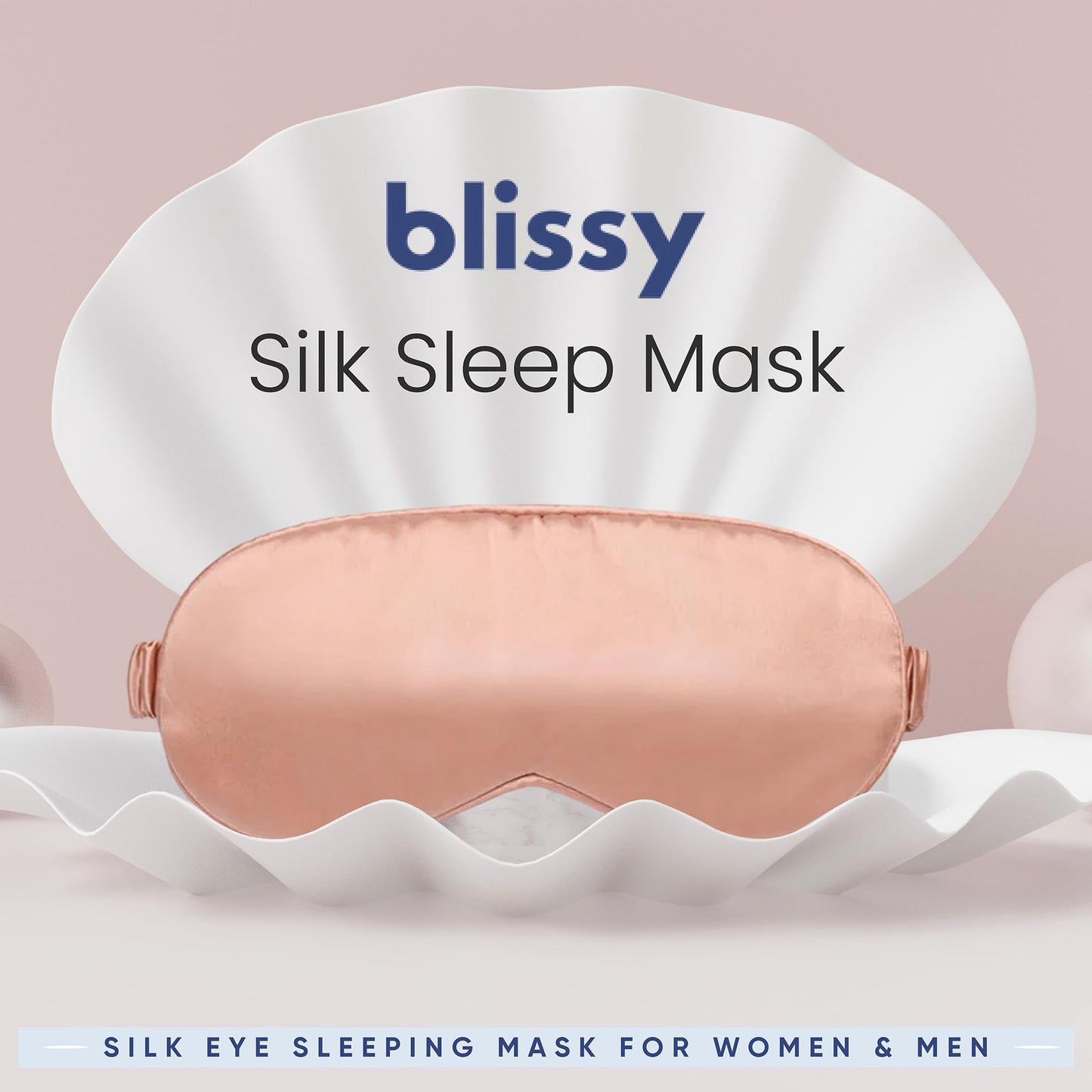 Blissy Silk Sleep Mask - Eye Sleeping Mask for Women & Men for Total Blackout - 100% Pure Mulberry Silk, 22 Momme 6a Fibers - Blindfold Sleep Mask Side Sleeper Eye Cover (Rose)
