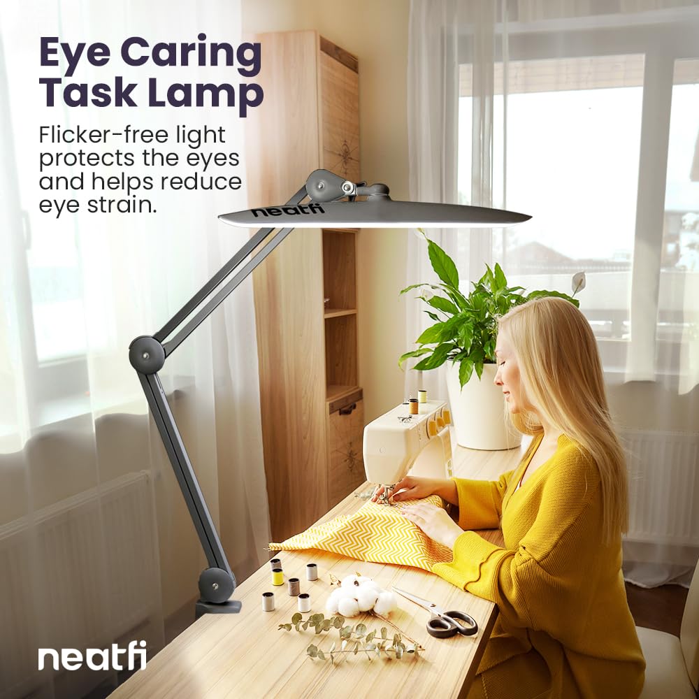 Neatfi XL LED Task Lamp, 2200 Lumens, 24W, Dimmable, Silver, Model 9501LED, Non-CCT, Plastic