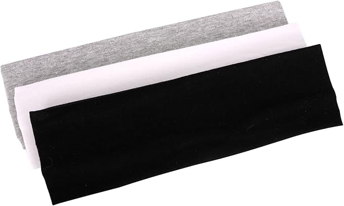 MapofBeauty 3 Pack Yoga Headbands Stretchy Cotton Head Band Hairwarp Sports Running Exercise Gym