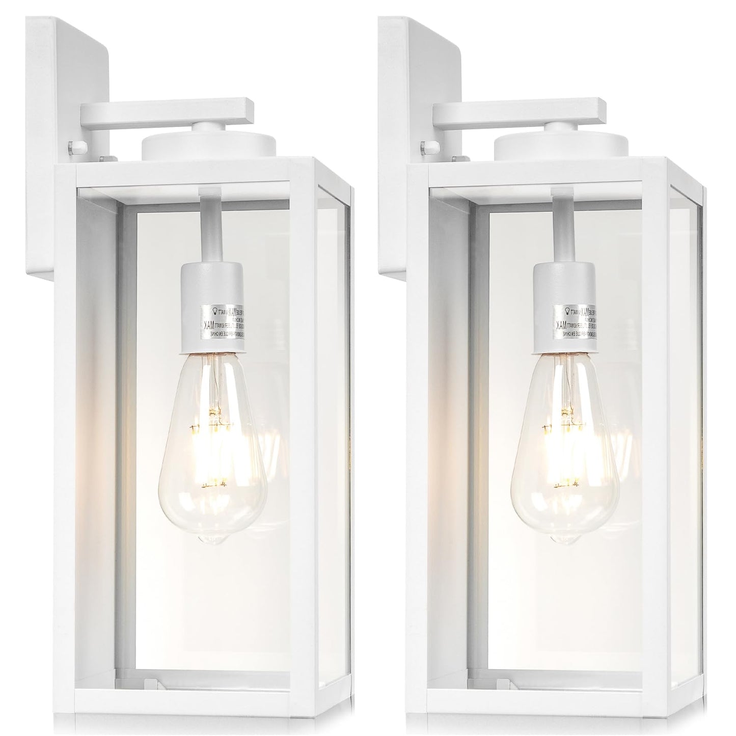 Yolsunes 16-Inch Large Outdoor Wall Light Fixture  White Exterior Wall Lantern Waterproof  Farmhouse Porch Sconce Lighting With Glass  Modern Outside Lights For House  Garage  Patio Lamp  2 Packs