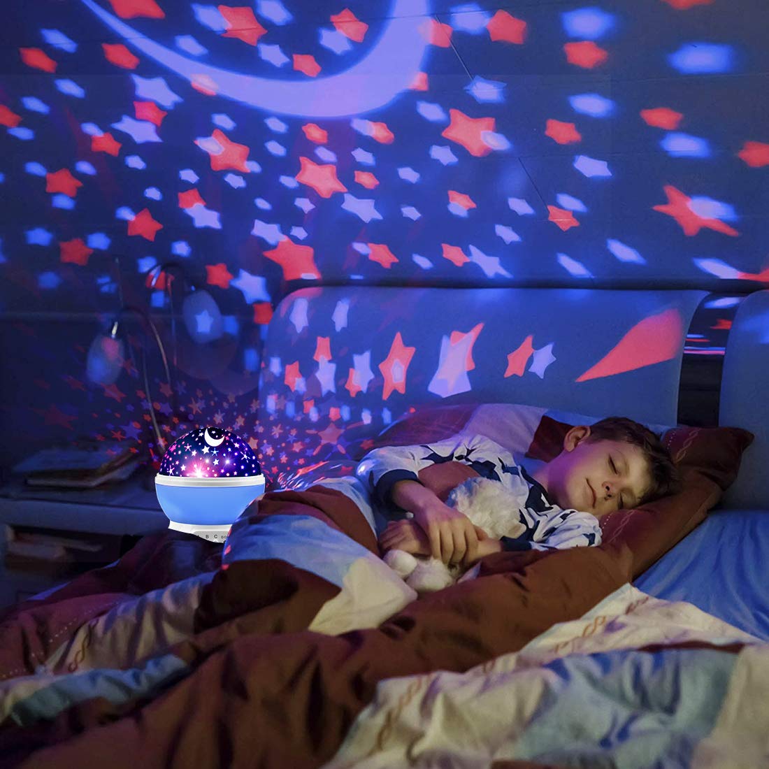 Mokoqi Star Projector  Night Light Lamp Fun Birthday Gifts For 1-4-6-14 Year Old Girls And Boys Kids Bedroom Decor -Blue