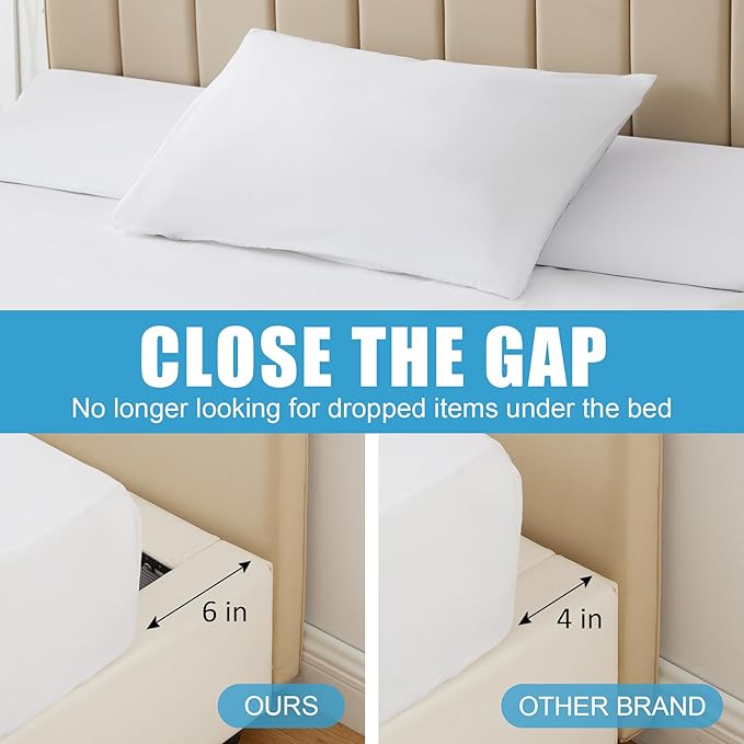 King Bed Wedge Pillow for Headboard, Foam Pillow Wedge for Headboard Gap, Mattress Bed Gap Filler King, Triangle Pillow Wedge, Anti-slip Bed Crack Pillow Space Filler King (76"×10"×6") White