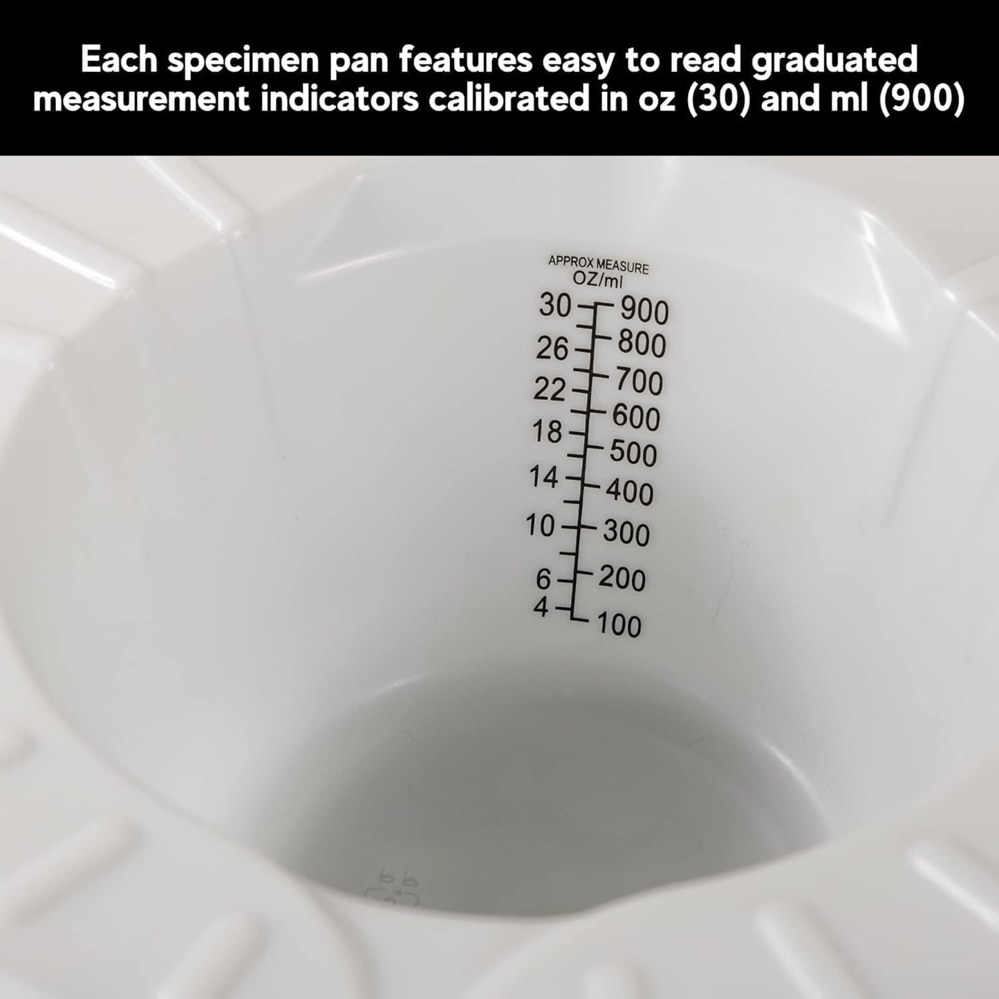 Vakly Graduated Specimen Collector Pans [Pack of 1] Toilet Nursing Hat for Urine, Vomit & Stool Collection Fits Over Toilets and Commodes - 30 oz for Women and Elderly
