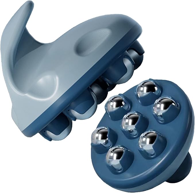WMM Hand Held Massager, Full Body Massage Tool with Roller Ball Massager Manual 360-degree-roller for Muscle Back Neck Joi...