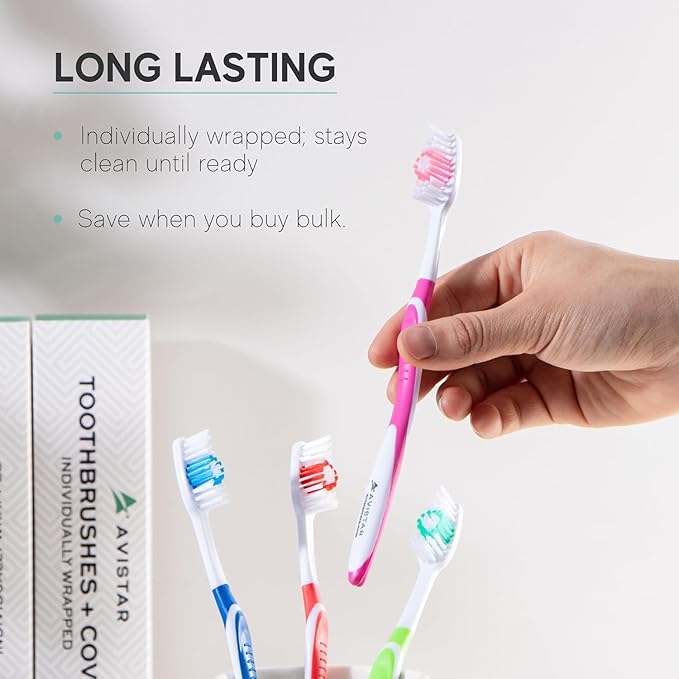 Bulk Toothbrushes Pack - 48 Individually Wrapped Toothbrushes Bulk for Travel, Hotels, Relief Missions, and Donations - Bulk Disposable Toothbrush Pack Adults and Kids