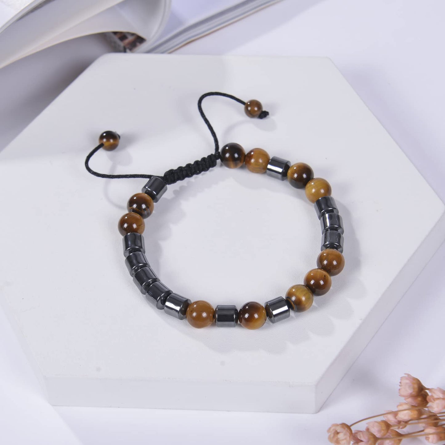 GelConnie Mens Beaded Bracelets Anxiety Relief Bracelet 8mm Natural Stone Healing Bracelet Stress Relief Yoga Beads Anxiety Brac