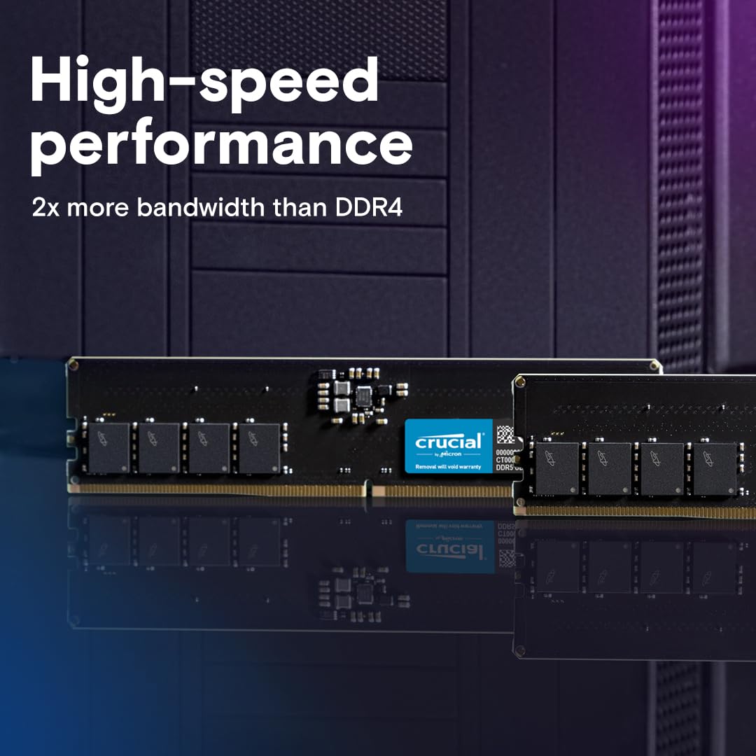Crucial 32Gb Ddr5 Ram, 5600Mhz (Or 5200Mhz Or 4800Mhz) Desktop Memory, Udimm 288-Pin, Compatible With 13Th Gen Intel Core And Am