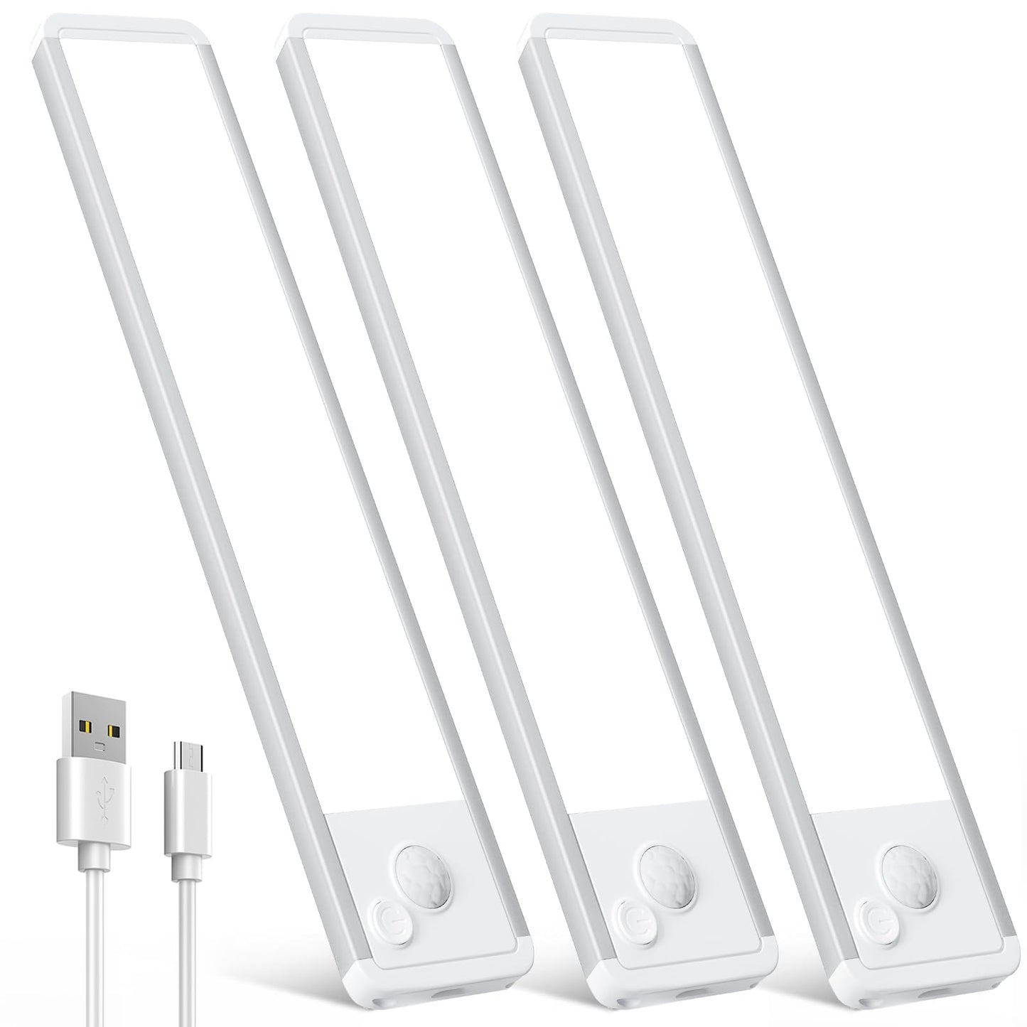 Under Cabinet Motion Sensor Lighting: 12 Inch Dimmable Rechargeable Lights Indoor - Battery Operated Lights - Undercabinet Closet Light Magnetic Led Light For Kitchen Home Bathroom Counter 3 Pack