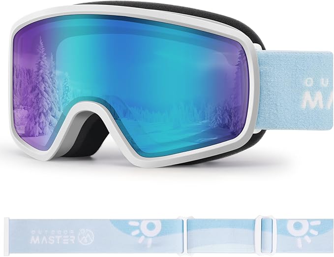 OutdoorMaster Kids Ski Goggles OTG Snowboard Goggles with 100% UV Protection Kids Snow Goggles for Boys Girls Toddler