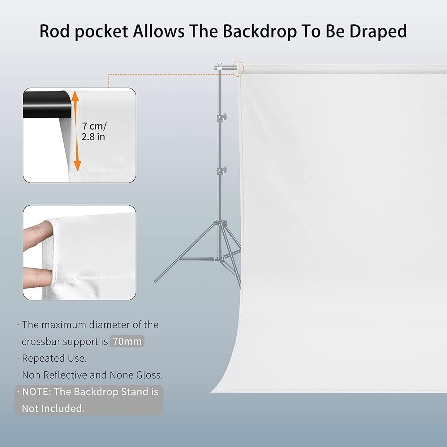 Vevelux 12X10 Ft White Backdrop Background For Photography, 100% Polyester Photo Booth Backdrop Foldable Washable White Screen F