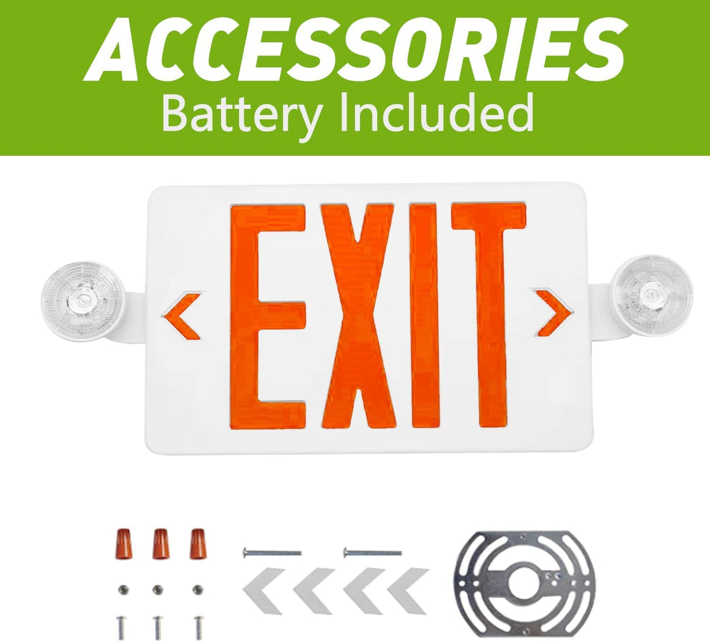 OSTEK 2 Pack Red LED Exit Sign with Emergency Lights, Adjustable Heads, Battery Backup, UL-Listed, ABS Material
