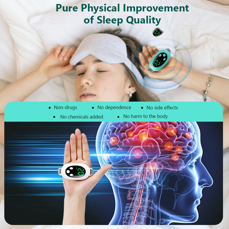 Handheld Sleep Aid Device - Microcurrent Relaxation Tool, USB Rechargeable, for Adults & Kids (Green, 1Pcs)