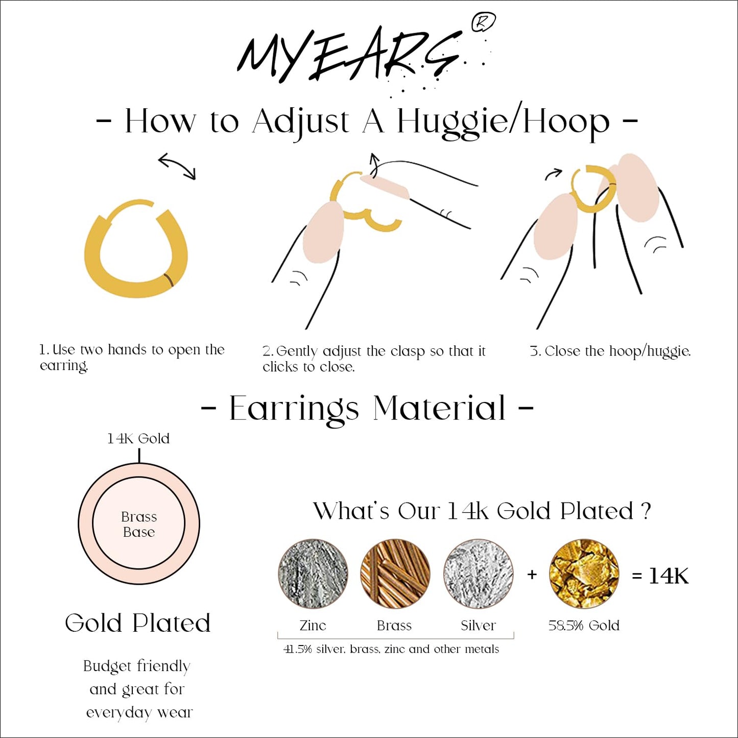 MYEARS Women Eye Earrings Gold Huggie Hoop Inverted Waterdrop Dangle Drop Cubic Zirconia 14K Gold Plated Small Simple Hypoallerg