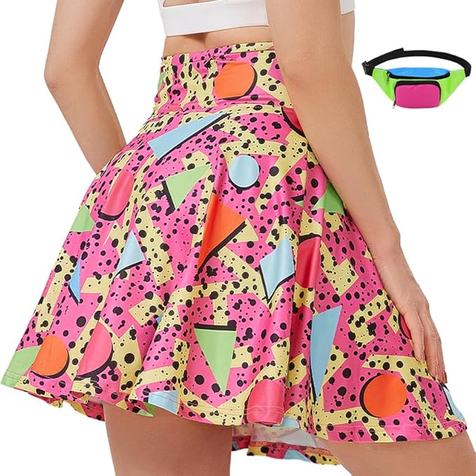 Coseaon 80s 90s Tennis Skirts Set for Women with Pockets Retro High Waisted Athletic Golf Skirts with Bag for Party Workout