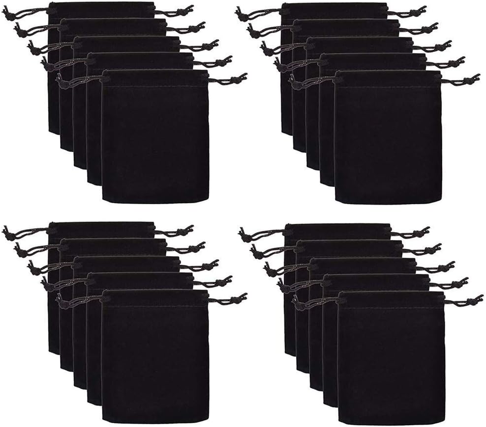 Colorsheng 20pcs 4.5 "X 5.5" Velvet Drawstring Cloth Jewelry Pouches Gift Candy Bags Wedding Headphones Bag (Black)