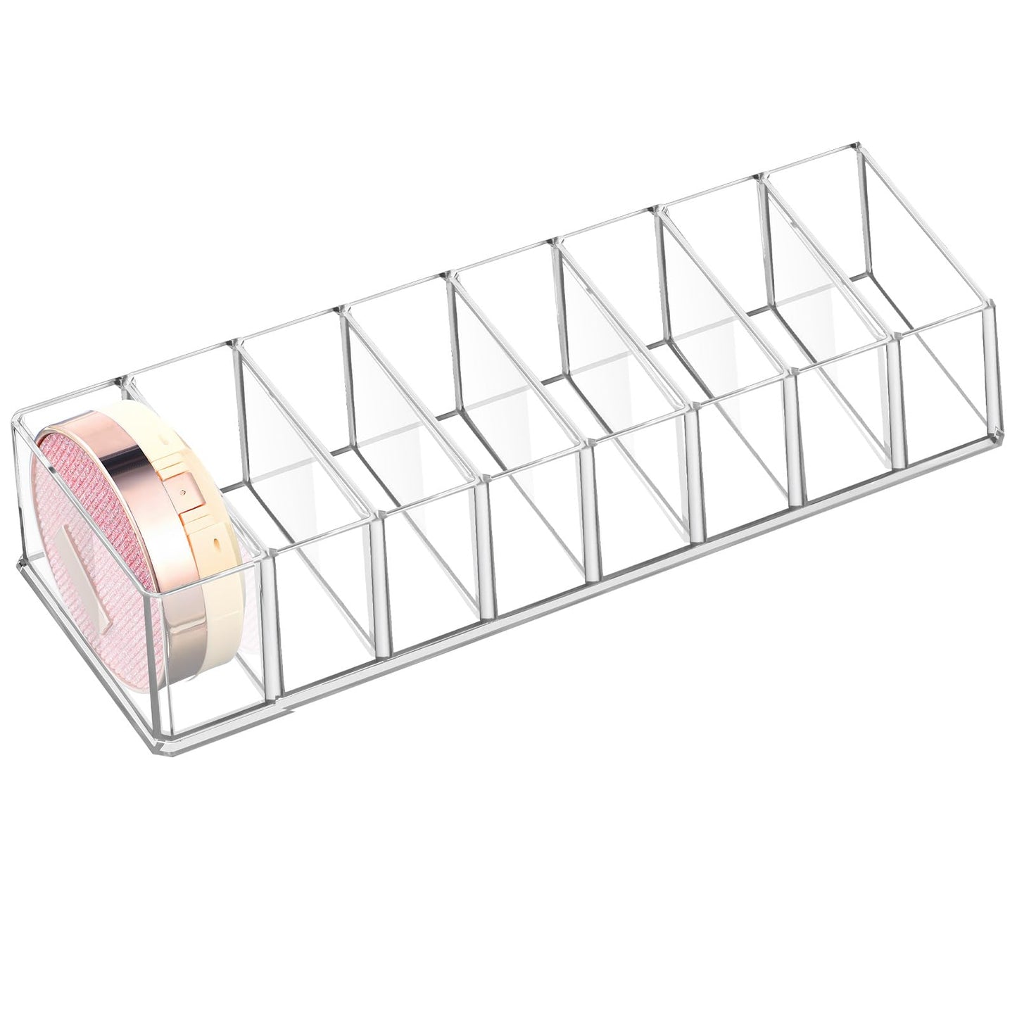 Tuanse 1 Pcs Acrylic Makeup Compact Organizer Detachable 8 Spaces Clear Vanity Drawer Organizer Eyeshadow Palette Storage for Li