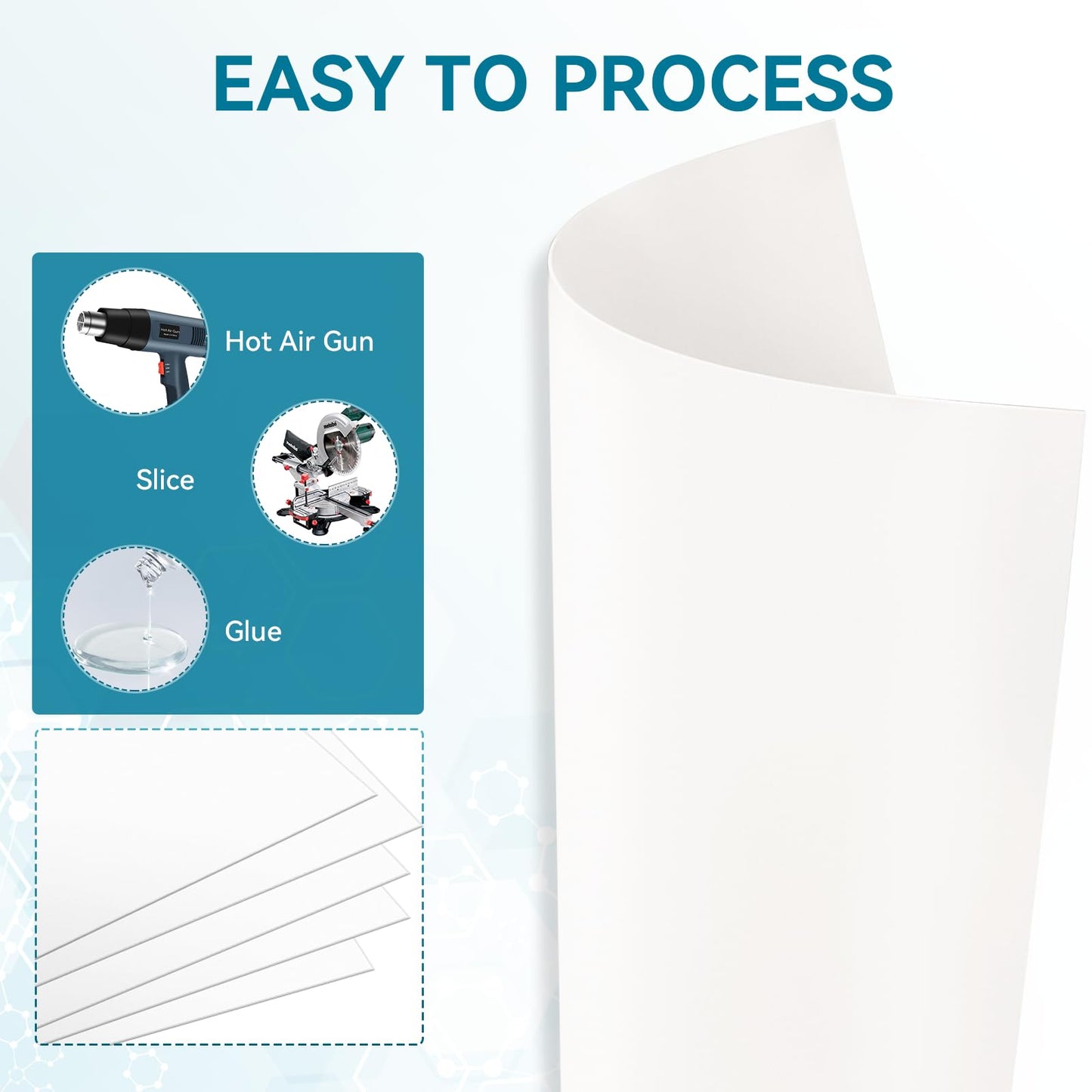 5 Pack White Plastic Sheets 12x12x0.04in Flexible High Tensile Plastic Sheets Hard Plastic Panel for DIY Materials Handicrafts Home Decoration