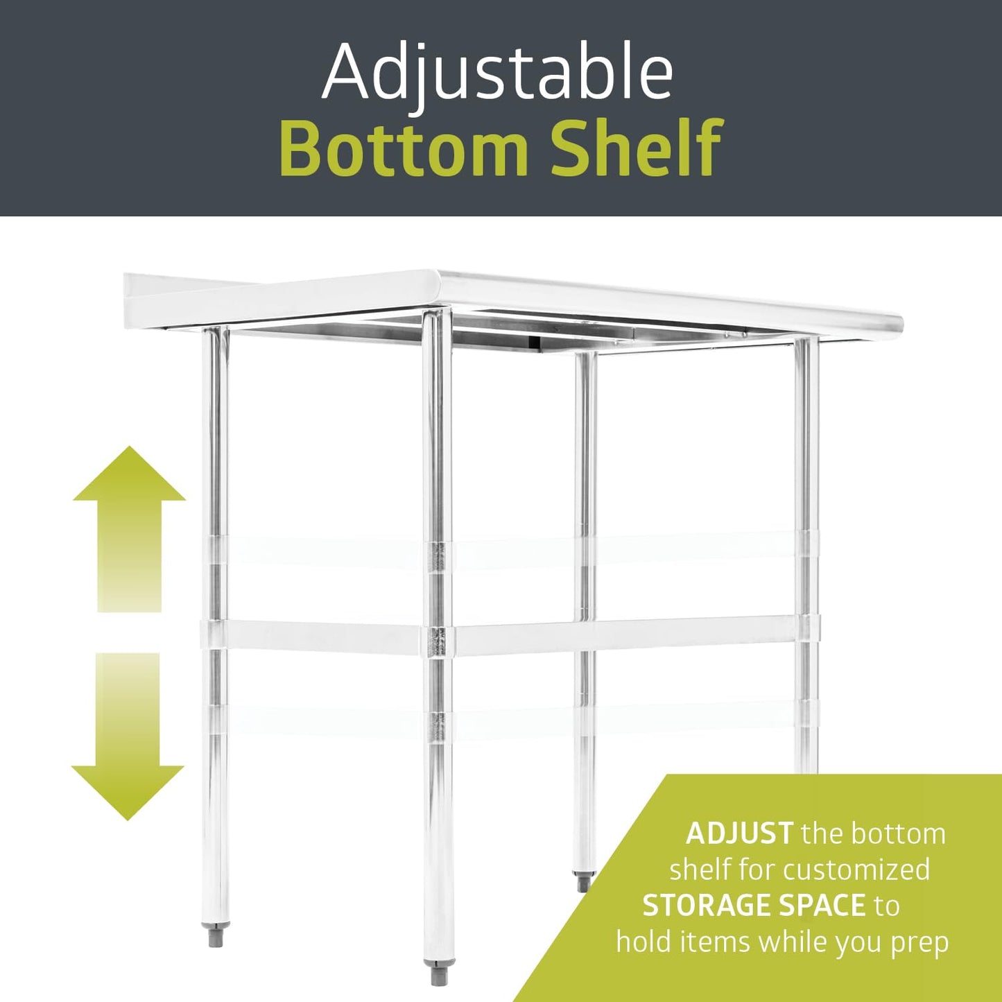Pearington NSF Certified Stainless Steel Kitchen Prep and Work Table, Commercial Work Table for Restaurant and Home, 60" x 24", Stainless Steel