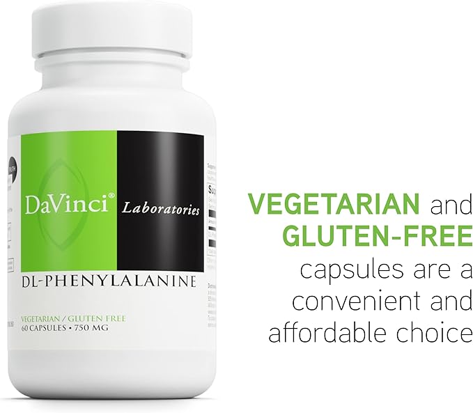 DAVINCI Labs DL-Phenylalanine - Amino Acid Dietary Supplement to Support Comfort, Balance and Discomfort* - with 750 mg DL-Phenylalanine per Serving - Gluten-Free - 60 Vegetarian Capsules