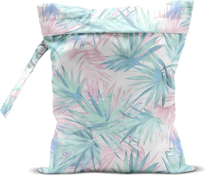 Wet Bag for Swimsuit, Beach Travel Essentials Wet Dry Bag, for Sunscreen Toiletry Dirty Clothes Yoga Gym Diaper, Friends Summer Beach Vacation Gifts. Tropical palm leaves