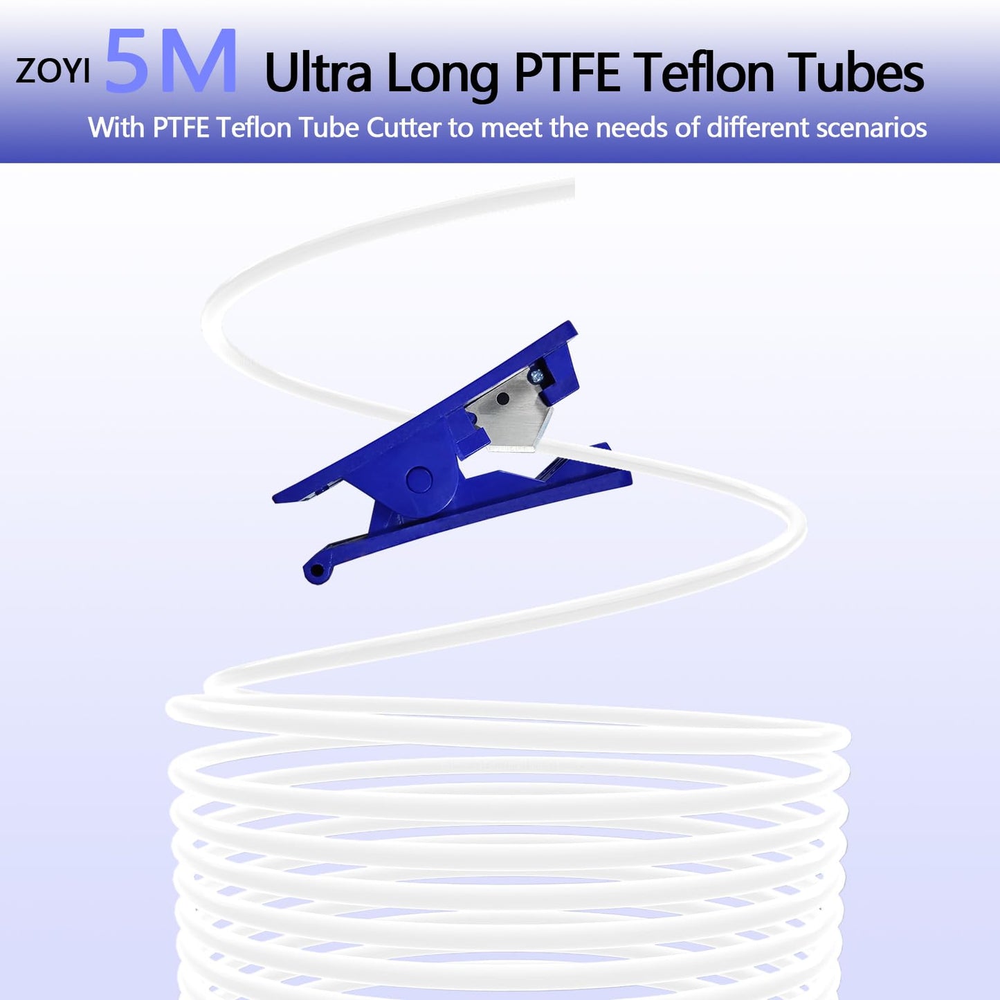 PTFE Tube Kit, 2.5mm ID×4mm OD, 5M/16.4ft, Compatible with Bambu Lab AMS X1/P1P/A1, CREALITY K2 Plus/Hi, FLASHFORGE 5M, Prusa MMU3 (white PTFE Tube Kit)