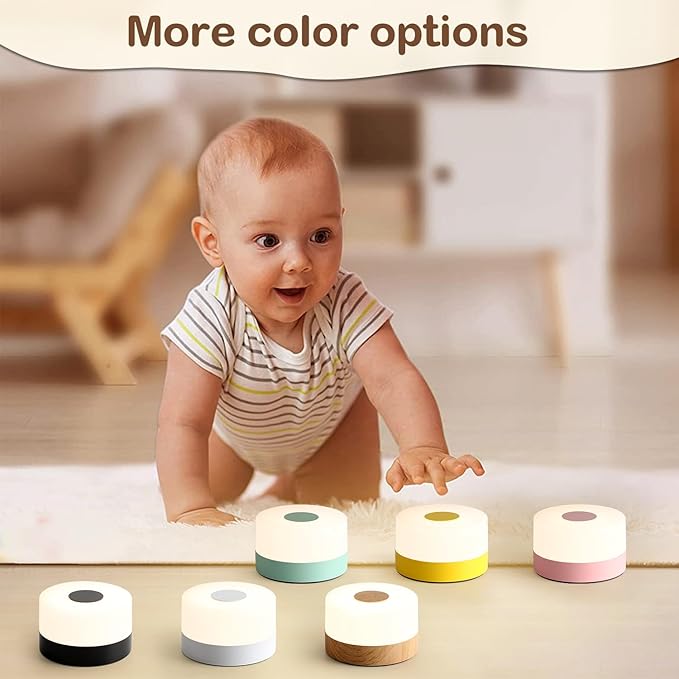 JUSHENG Night Light for Baby Nursery, USB Rechargeable Touch Lamp for Bedroom Nightstand with 3CCT & Dimming Function LED Battery Operated Lamp as Kids Night Light with Cute Design, Bright Yellow