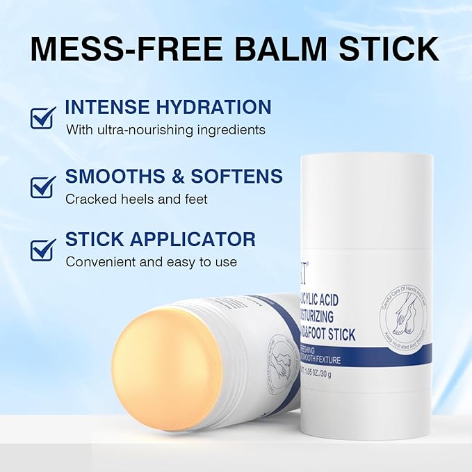 Foot Cream Stick for Dry Cracked Heels,Moisturizing Balm with Olive Oil,Roll-On Repair Treatment for Rough Feet, Hands & Elbows,No Mess Foot Lotion Alternative,1.05 oz,1 pack