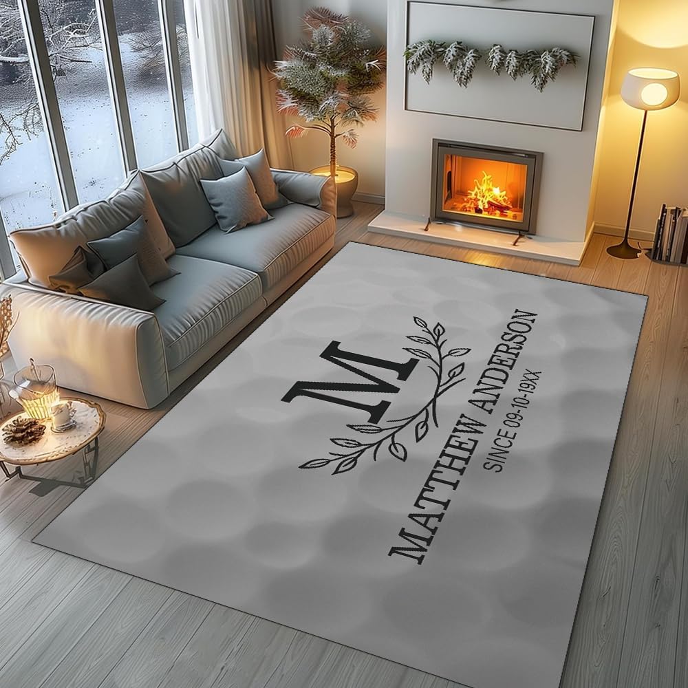 ENCYCOM Personalized Golf Area Rug - Custom Welcome Floor Mat with Family Name, Non Slip Outdoor Entry Rug for Porch, Garage, or Home Decor, Nice Gift for Golf Lover (Golf Rug 02)