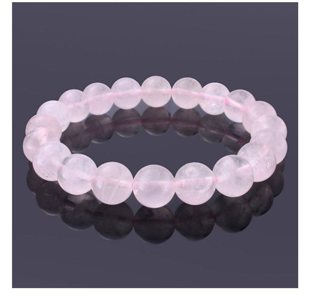 Adabele Real Natural Pink Rose Quartz Gemstone Beaded Bracelet 8 inch Stretch Chakra Healing Crystal Stone Jewelry Women Mom Gif