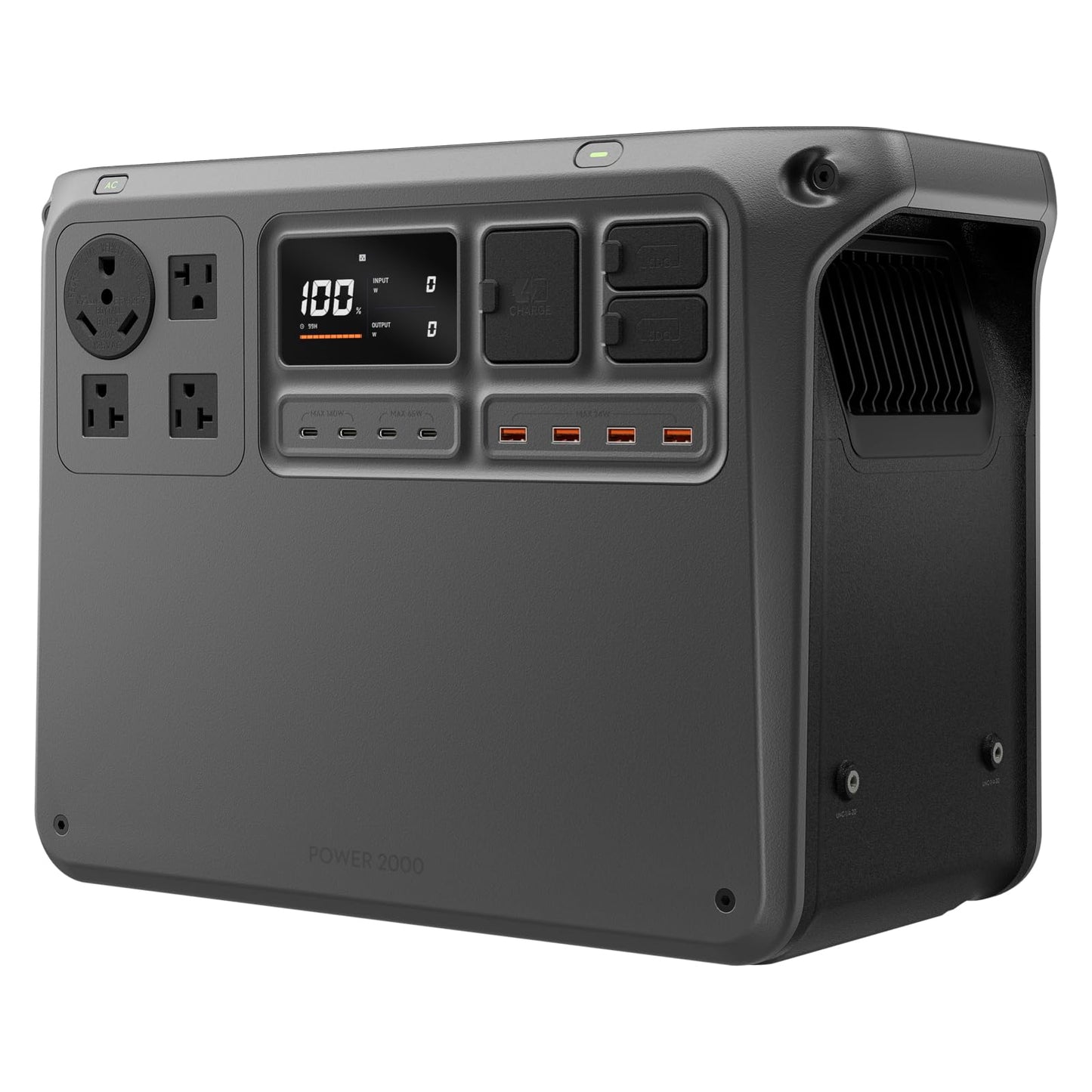 Dji Power 2000 Portable Power Station, 2048Wh Lfp Battery, Compact Size, 3000W Stable Output, 0-80% Recharge In 55 Mins, Electri