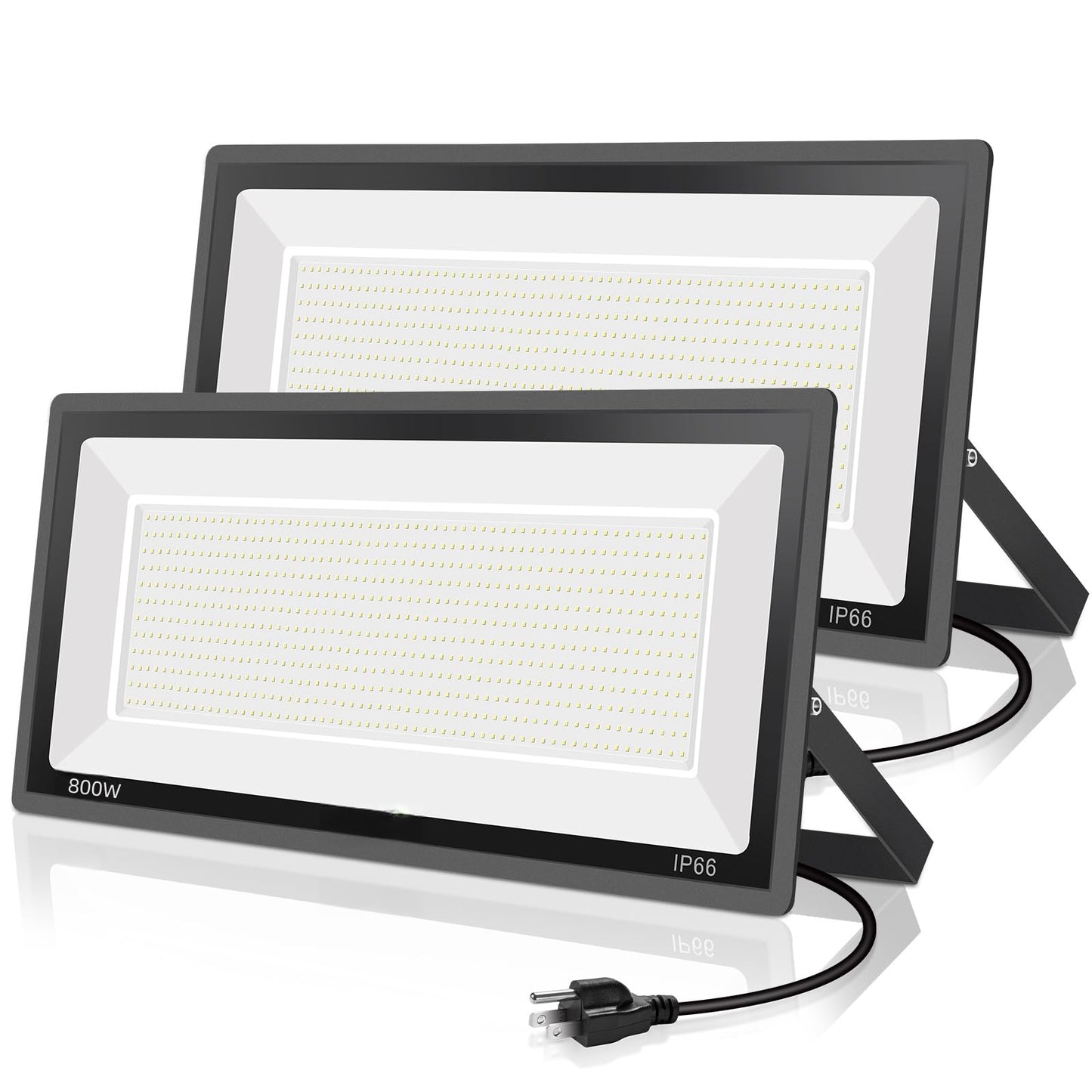 Yanycn 2 Pack 800W Led Flood Light Outdoor 3750W Equivalent Super Bright Floodlight With Plug 88500Lm 5000K Daylight White Ip66 Waterproof Commercial Lighting For Sports Fields Counts Arena Stadium