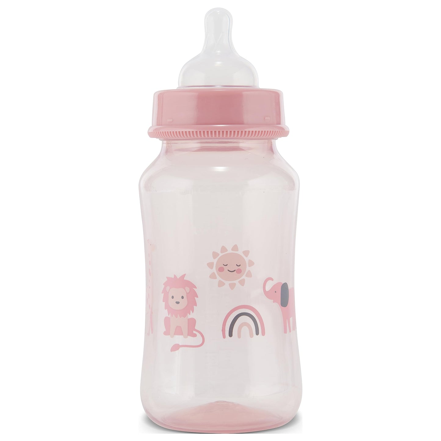 Premium 2-Pack Baby Bottles - 11 Ounce, Hourglass Shape, Fun Boys and Girls Prints, Clear Cover - BPA-Free
