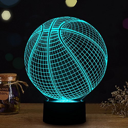 Wiscky Basketball 3D Illusion Lamp - Led Night Light For Kids, 7 Color Changing Touch Switch, Acrylic, Perfect For Sports Fans