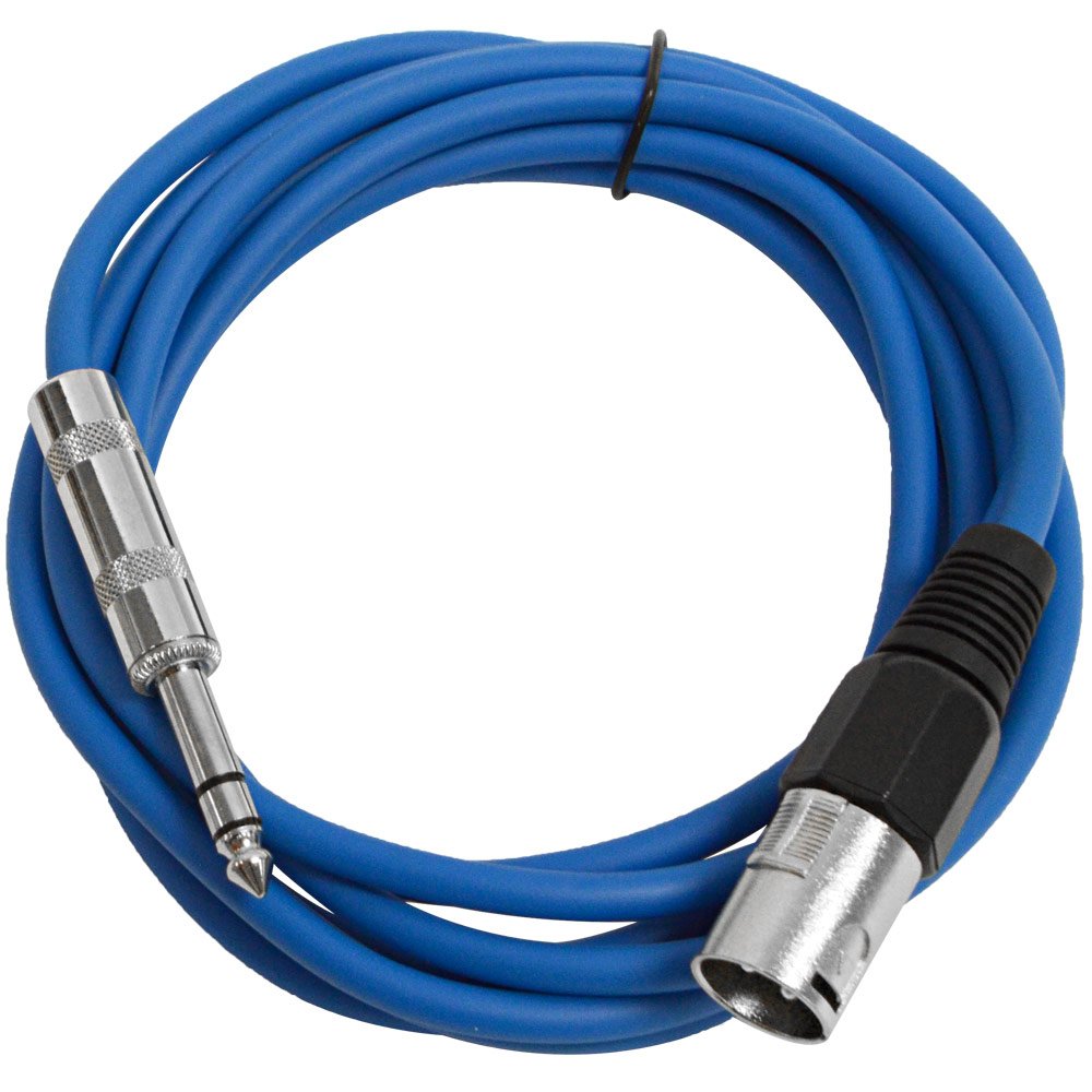 Seismic Audio - Satrxl-M10 - Blue 10 Xlr Male To 1/4 Trs Patch Cable