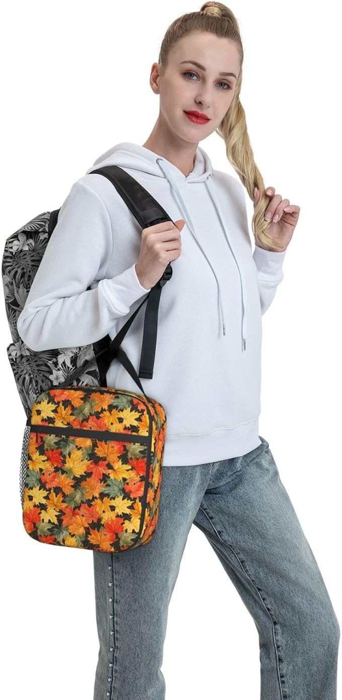 Maple Leaf Lunch Box Insulated Lunch Bag for kids Girls Boys,Reusable Lunch Box Containers for Women Men,Durable Cooler Tote Bag Lunchbox for Office/School/Picnic
