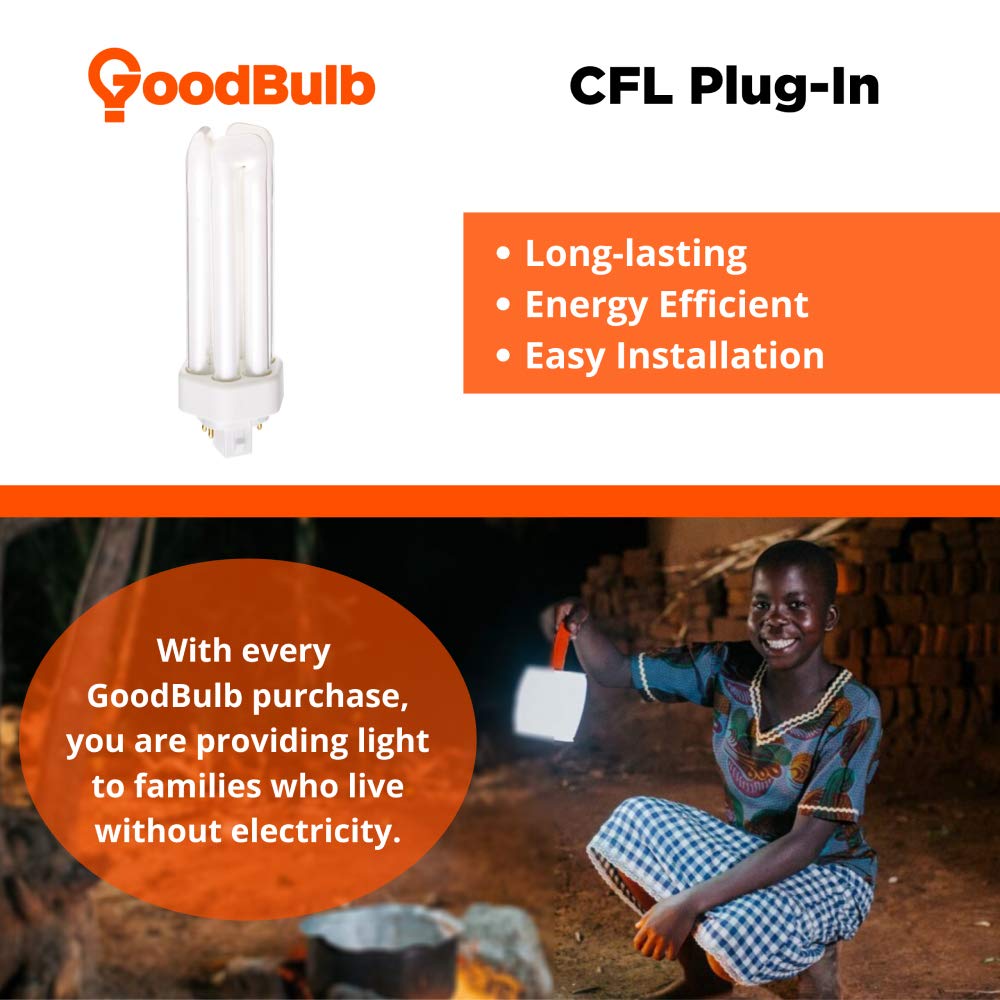 Goodbulb 32 Watt Cfl Light Bulbs 4 Pin Gx24Q-3 Base 5000K Daylight 32W High Output 2400 Lumens Triple Tube Compact Fluorescent Light Bulbs Plug-In Car Dealership Lighting 10 Pack