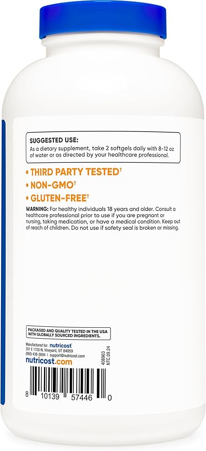 Nutricost Beta Sitosterol 240 Softgels, 500mg - GMO Free, Gluten Free Supplement, 120 Servings