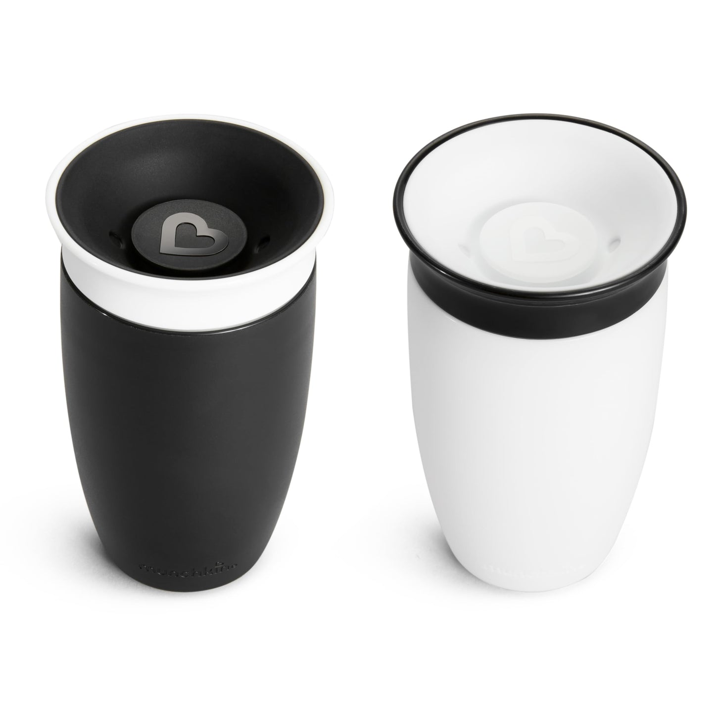 Munchkin Sippy Cups for Toddlers 1-3, Spill Proof Miracle 360 Cup, 10 Ounce, 2 Pack, Black/White