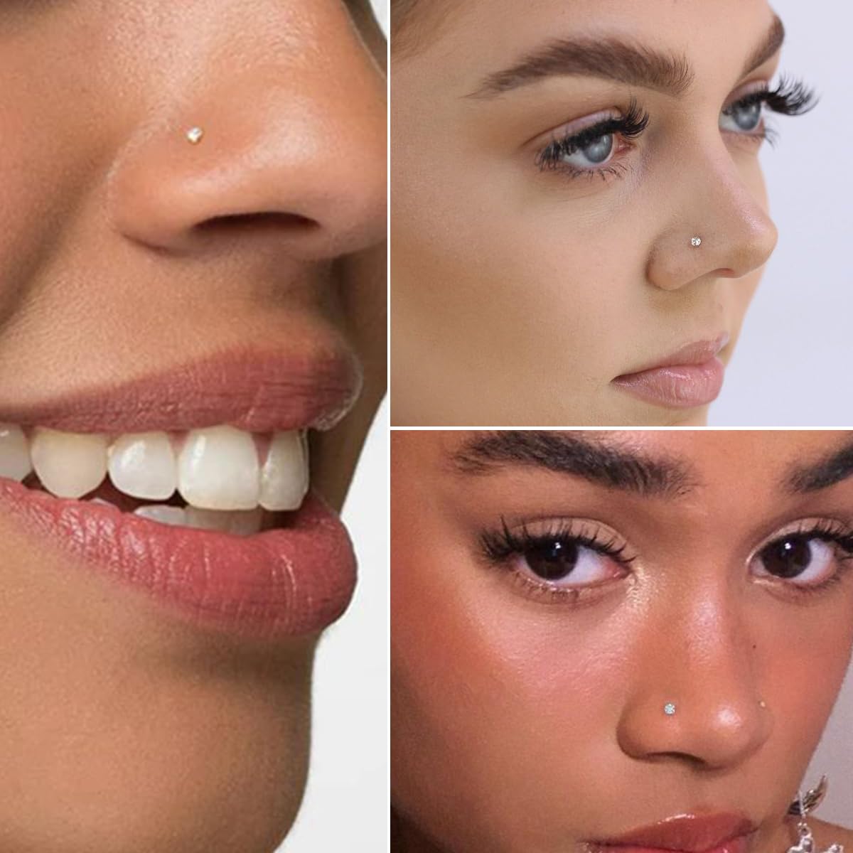 COTATI 20G Flat Back Earrings Stud Threadless Tragus Cartilage Lip Medusa Piercing Jewelry Hypoallergenic (Gold,20G 3/3/3mm CZ)